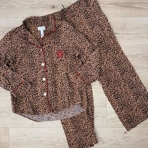 Oscar De La Renta Leopard Print Pajama Set